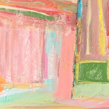 Pink room green square, Acrylic on Paper